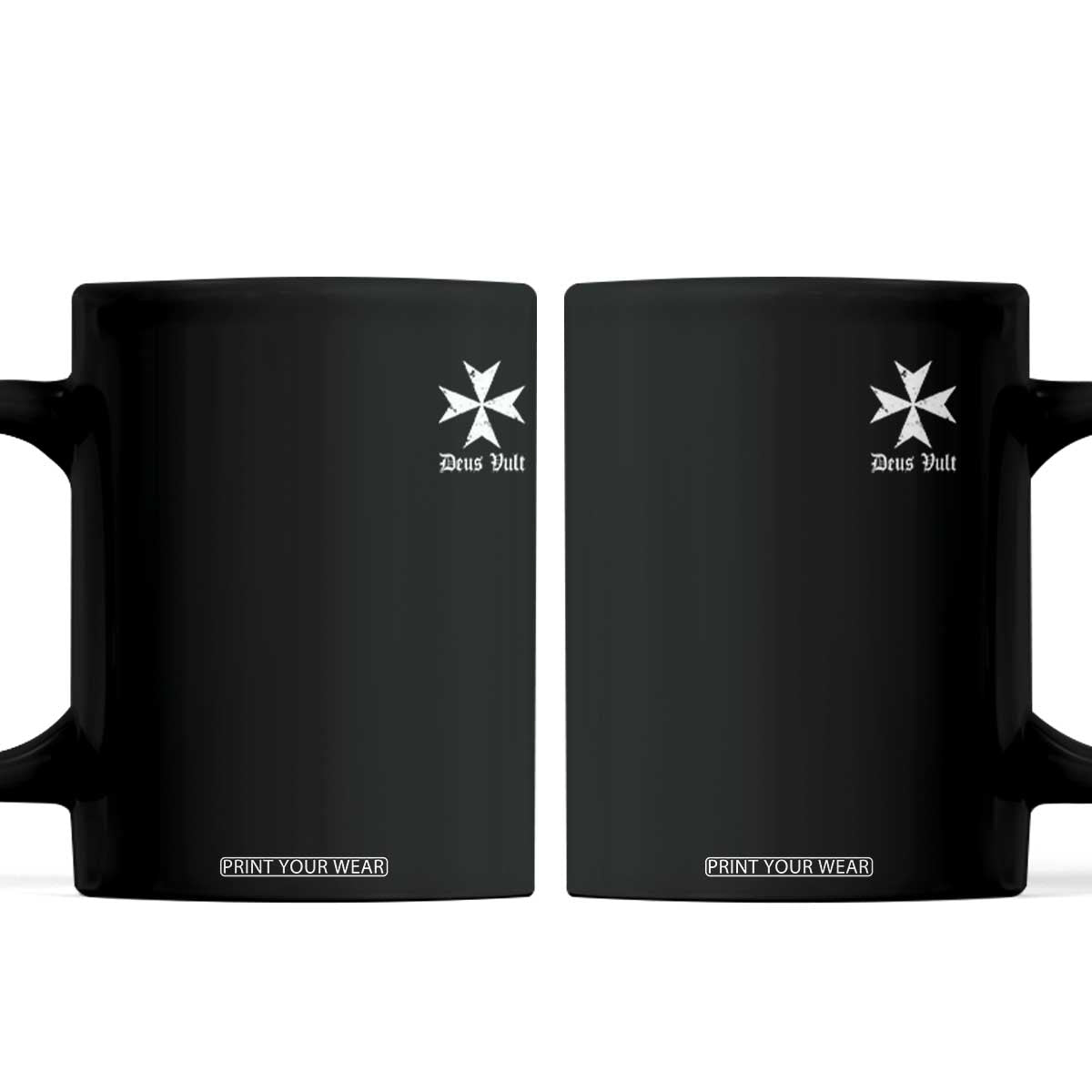 Knights Hospitaller Maltese Cross Catholic Christian Deus Vult Coffee Mug TS11 Black Print Your Wear
