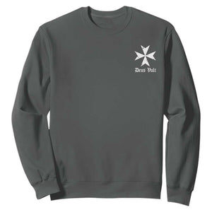 Knights Hospitaller Maltese Cross Catholic Christian Deus Vult Sweatshirt TS11 Dark Heather Print Your Wear
