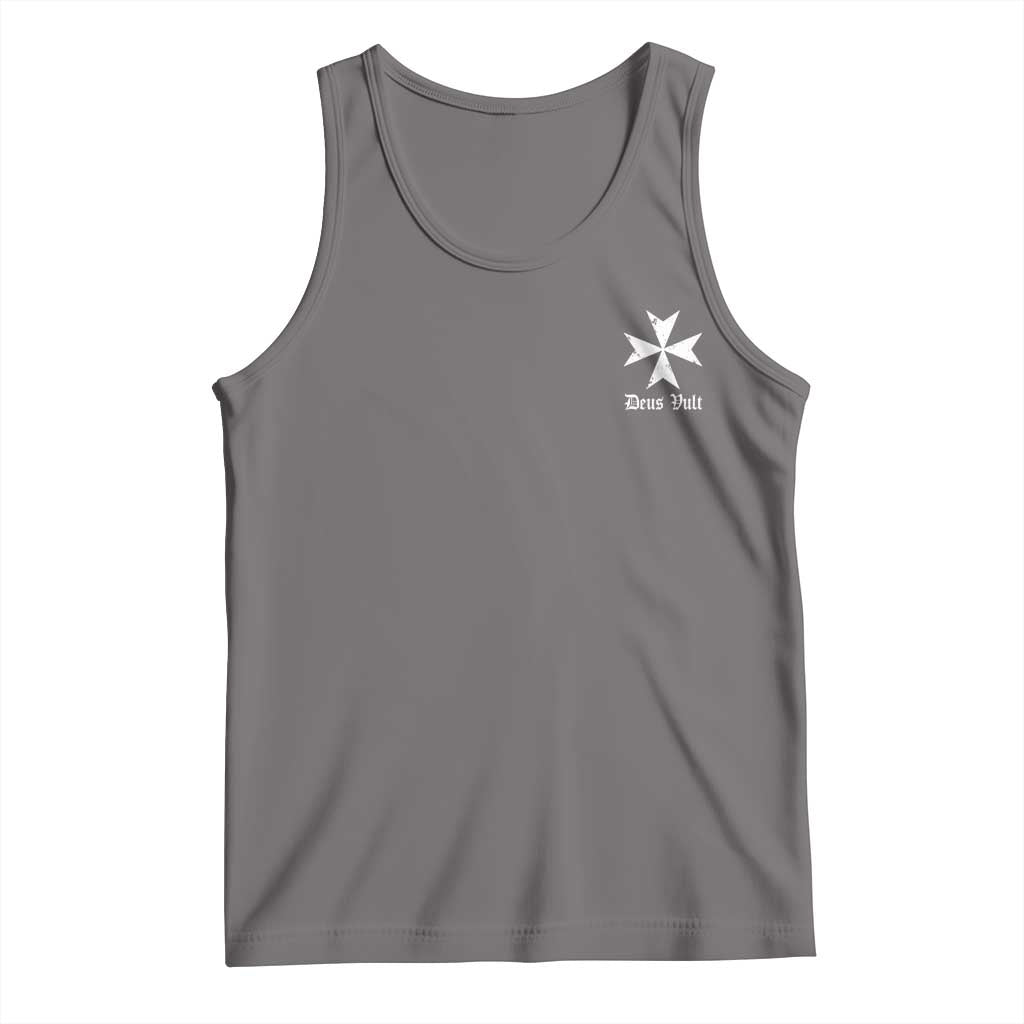 Knights Hospitaller Maltese Cross Catholic Christian Deus Vult Tank Top TS11 Deep Heather Print Your Wear