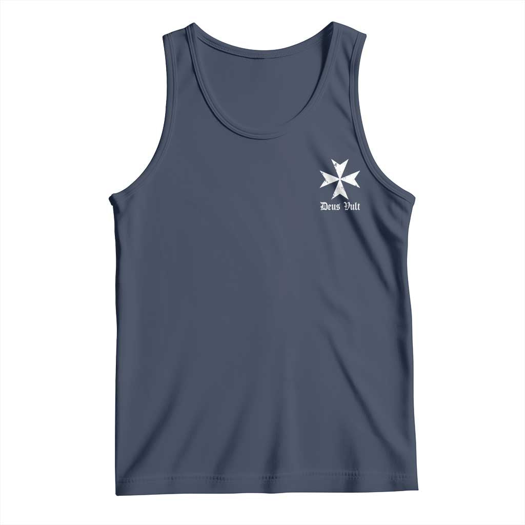 Knights Hospitaller Maltese Cross Catholic Christian Deus Vult Tank Top TS11 Navy Print Your Wear