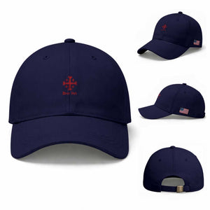Deus Vult Catholic Knight Templar Jerusalem Cross Baseball Cap TS11 Baseball Cap Universal Fit Dark Blue Print Your Wear
