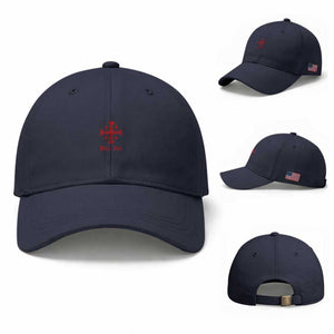 Deus Vult Catholic Knight Templar Jerusalem Cross Baseball Cap TS11 Baseball Cap Universal Fit Navy Print Your Wear