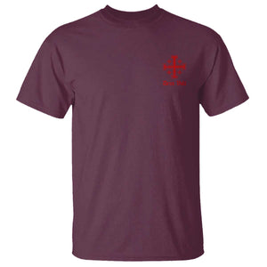 Deus Vult Catholic Knight Templar Jerusalem Cross T Shirt TS11 Maroon Print Your Wear