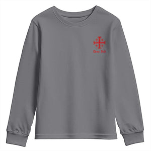 Deus Vult Catholic Knight Templar Jerusalem Cross Youth Sweatshirt TS11 Charcoal Print Your Wear