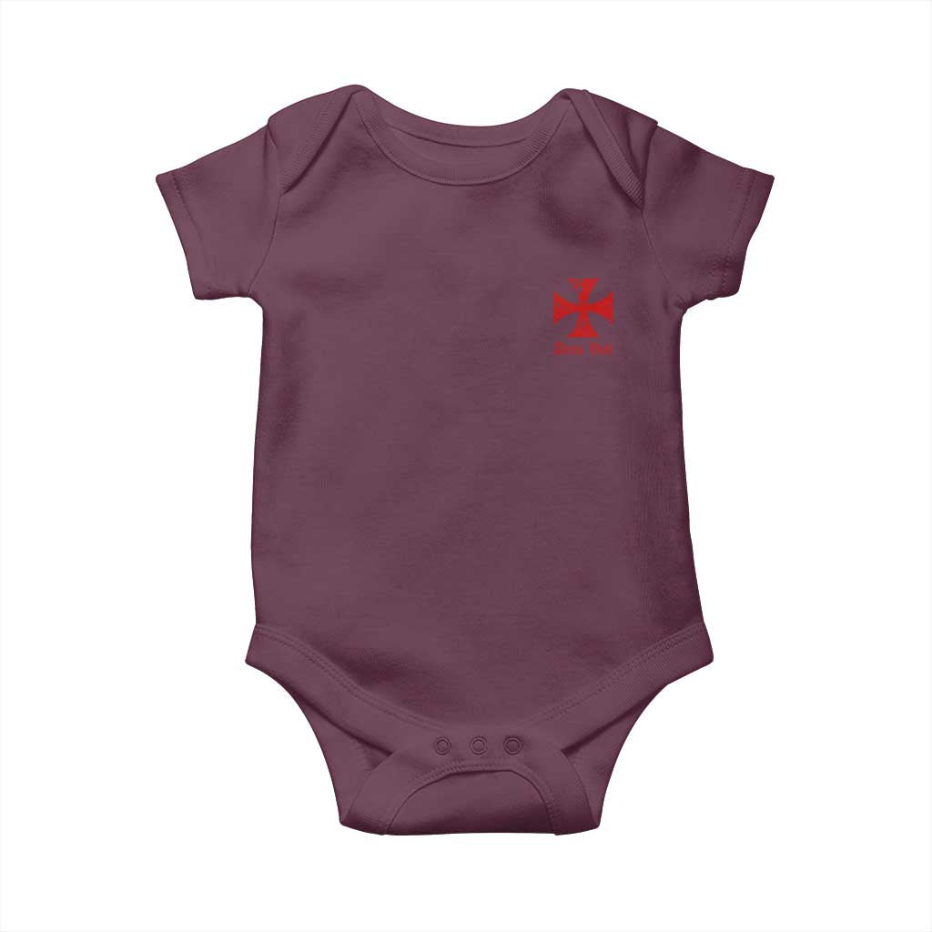 Deus Vult Catholic Knight Templar Crusader Cross Faith Baby Onesie TS11 Maroon Print Your Wear