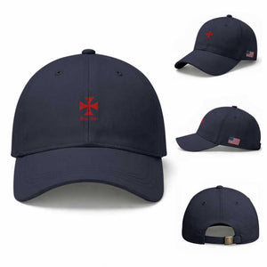 Deus Vult Catholic Knight Templar Crusader Cross Faith Baseball Cap TS11 Baseball Cap Universal Fit Navy Print Your Wear