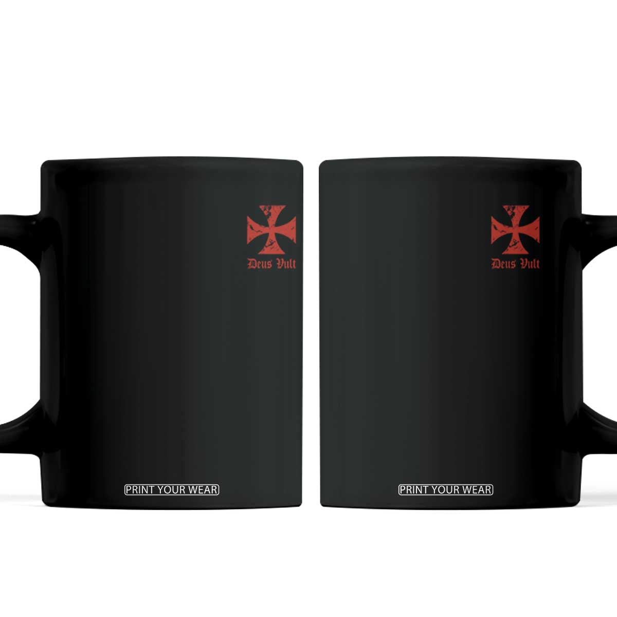 Deus Vult Catholic Knight Templar Crusader Cross Faith Coffee Mug TS11 Black Print Your Wear