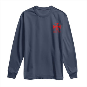 Deus Vult Catholic Knight Templar Crusader Cross Faith Long Sleeve Shirt TS11 Navy Print Your Wear