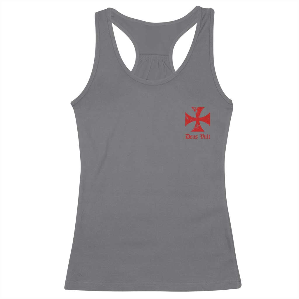 Deus Vult Catholic Knight Templar Crusader Cross Faith Racerback Tank Top TS11 Charcoal Print Your Wear