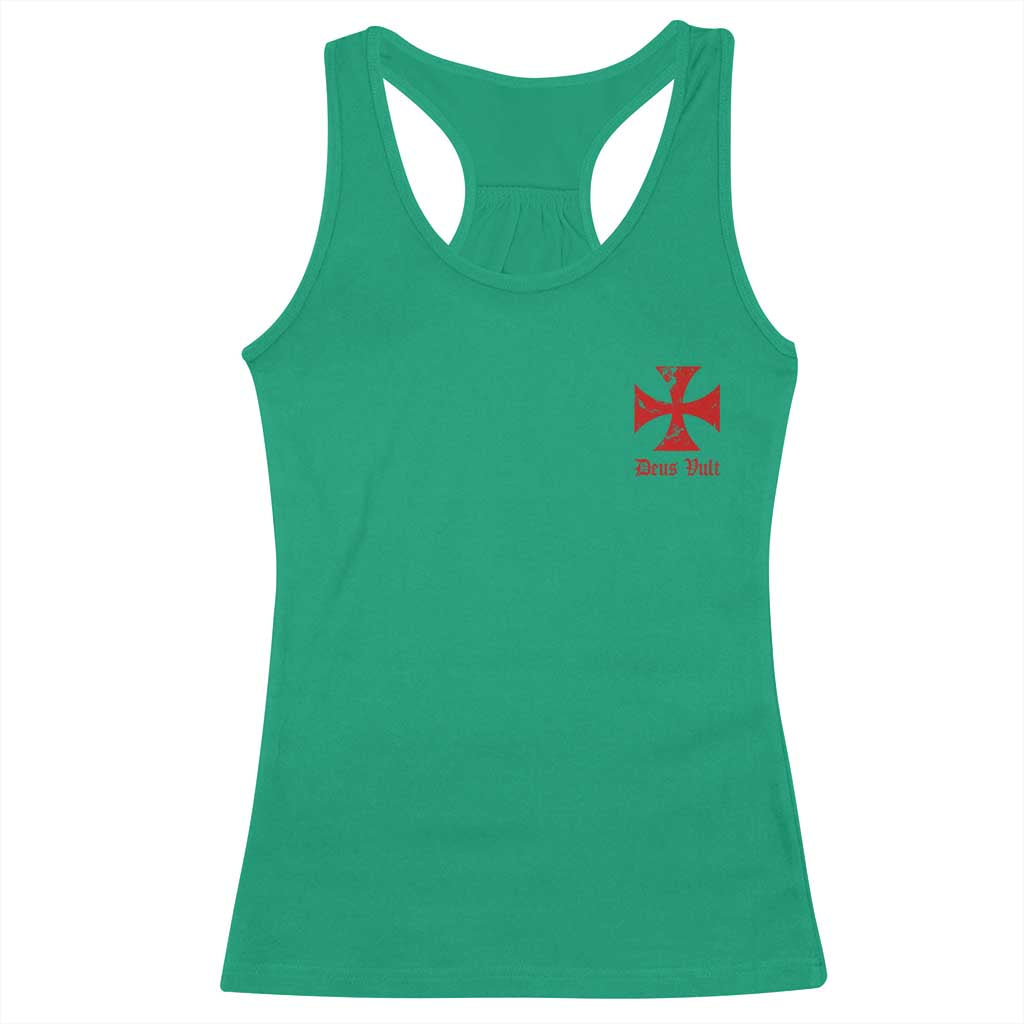 Deus Vult Catholic Knight Templar Crusader Cross Faith Racerback Tank Top TS11 Irish Green Print Your Wear