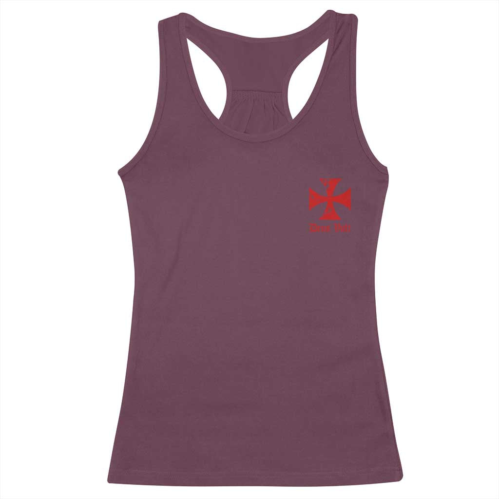 Deus Vult Catholic Knight Templar Crusader Cross Faith Racerback Tank Top TS11 Maroon Print Your Wear