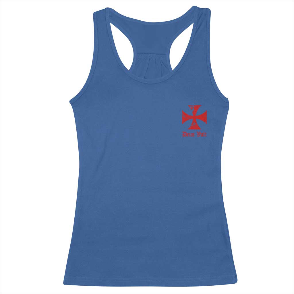 Deus Vult Catholic Knight Templar Crusader Cross Faith Racerback Tank Top TS11 Royal Blue Print Your Wear