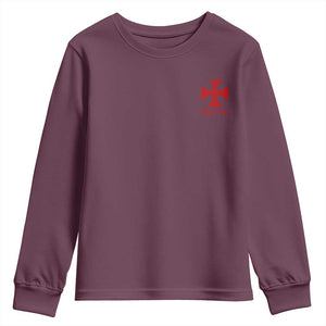 Deus Vult Catholic Knight Templar Crusader Cross Faith Youth Sweatshirt TS11 Maroon Print Your Wear