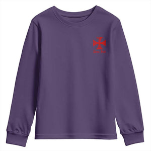 Deus Vult Catholic Knight Templar Crusader Cross Faith Youth Sweatshirt TS11 Purple Print Your Wear