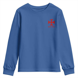 Deus Vult Catholic Knight Templar Crusader Cross Faith Youth Sweatshirt TS11 Royal Blue Print Your Wear