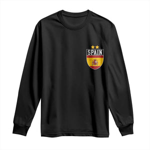 Spain 2nd Star Espana Football Crest Long Sleeve Shirt TS11 Black Print Your Wear