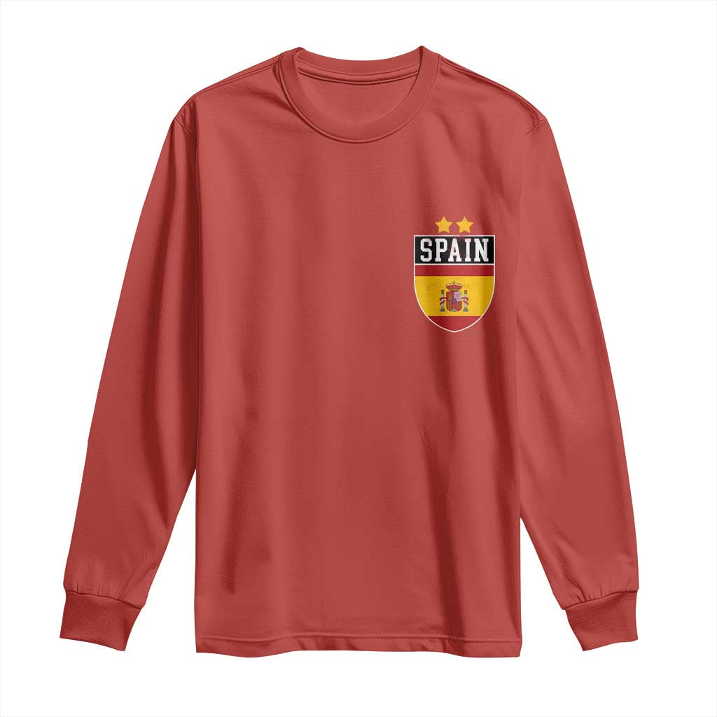 Spain 2nd Star Espana Football Crest Long Sleeve Shirt TS11 Red Print Your Wear