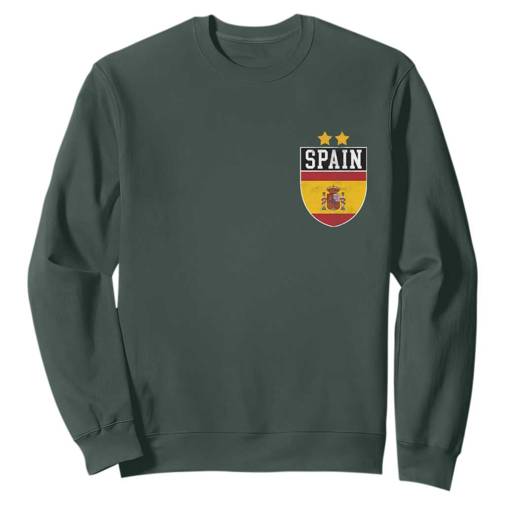 Spain 2nd Star Espana Football Crest Sweatshirt TS11 Dark Forest Green Print Your Wear