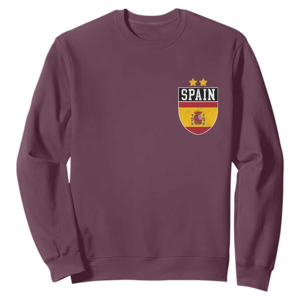 Spain 2nd Star Espana Football Crest Sweatshirt TS11 Maroon Print Your Wear