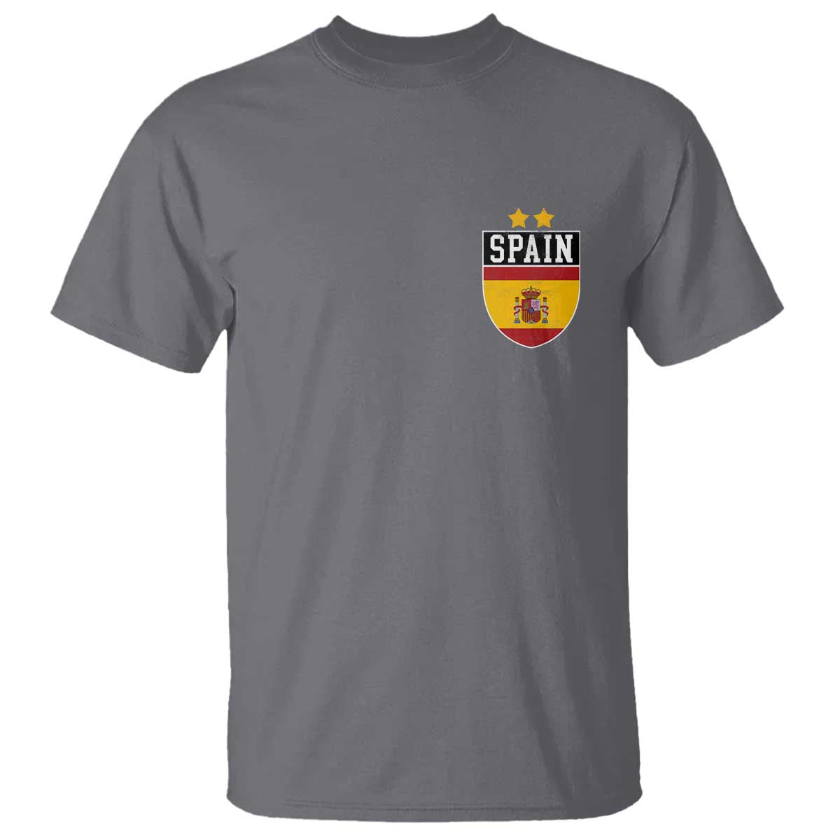 Spain 2nd Star Espana Football Crest T Shirt TS11 Charcoal Print Your Wear