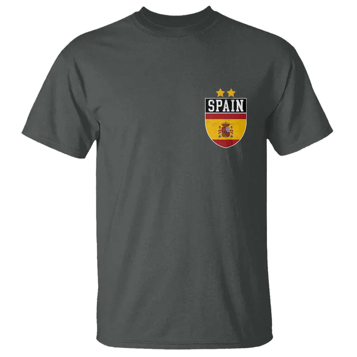 Spain 2nd Star Espana Football Crest T Shirt TS11 Dark Heather Print Your Wear