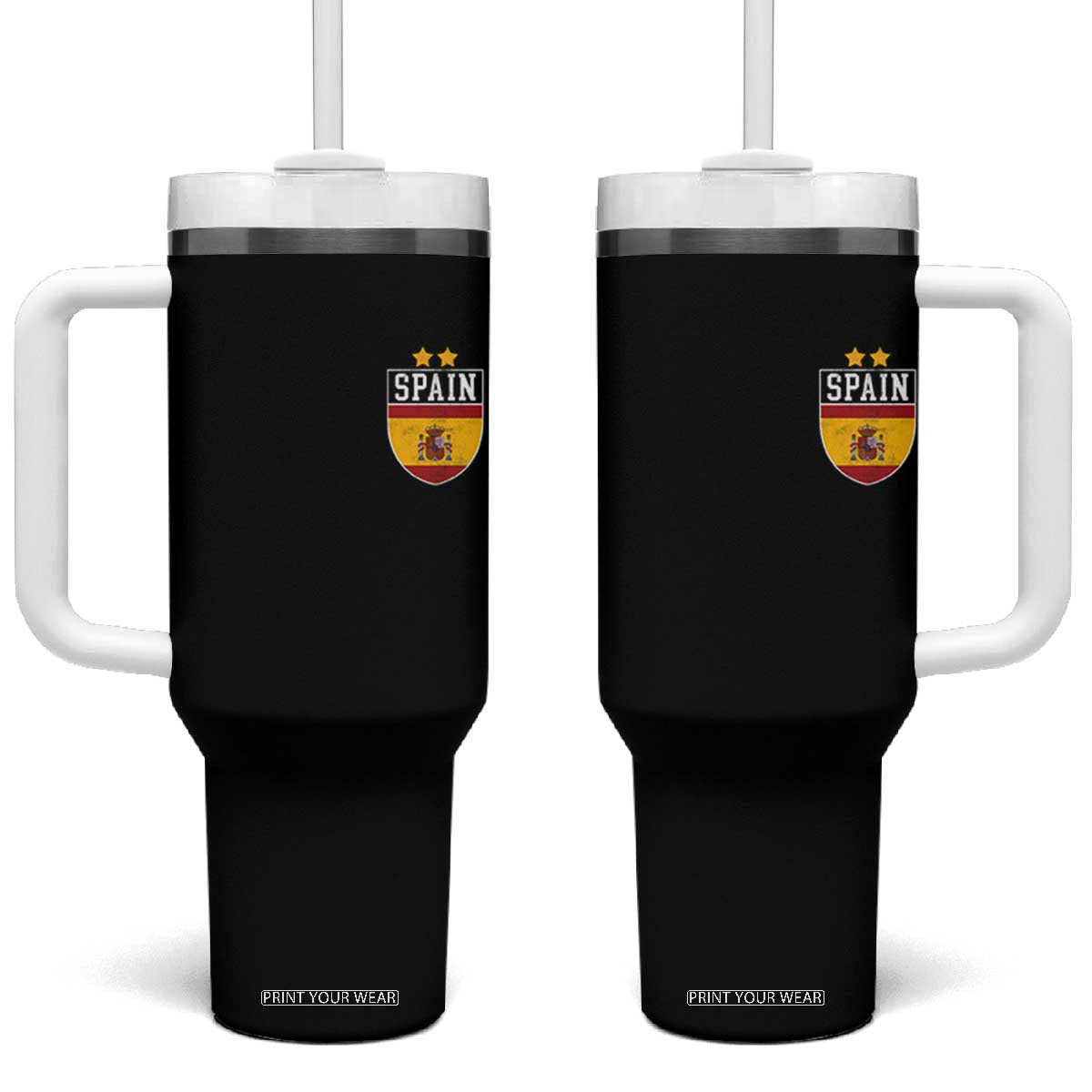 Spain 2nd Star Espana Football Crest Tumbler With Handle TS11 One Size: 40 oz Black Print Your Wear