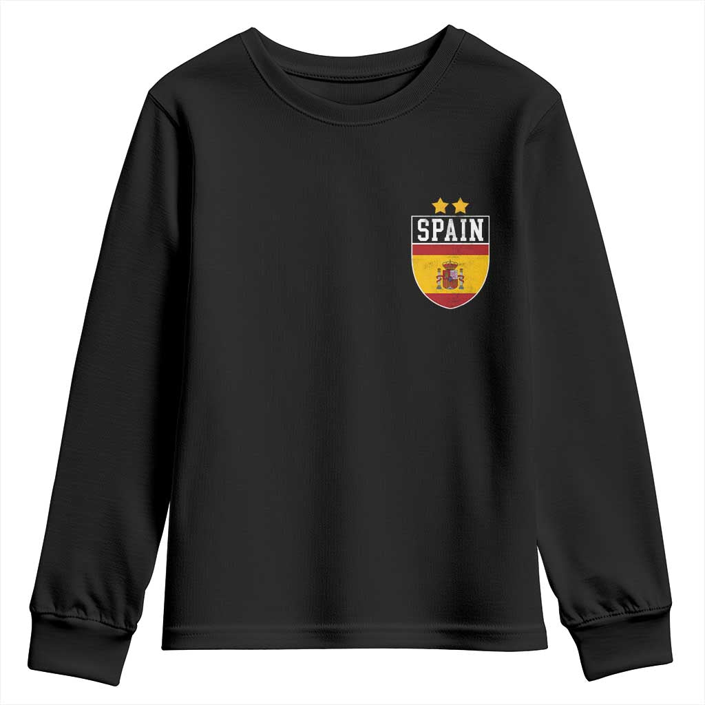Spain 2nd Star Espana Football Crest Youth Sweatshirt TS11 Black Print Your Wear