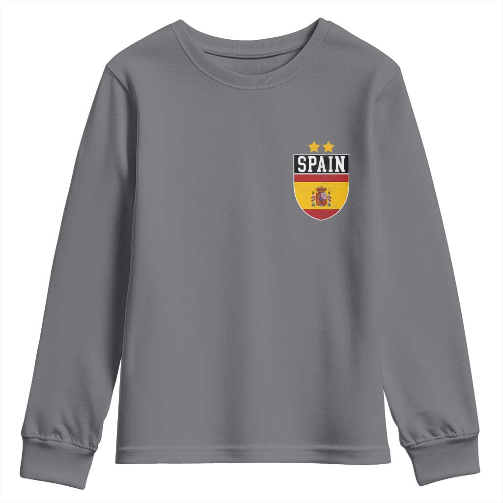 Spain 2nd Star Espana Football Crest Youth Sweatshirt TS11 Charcoal Print Your Wear