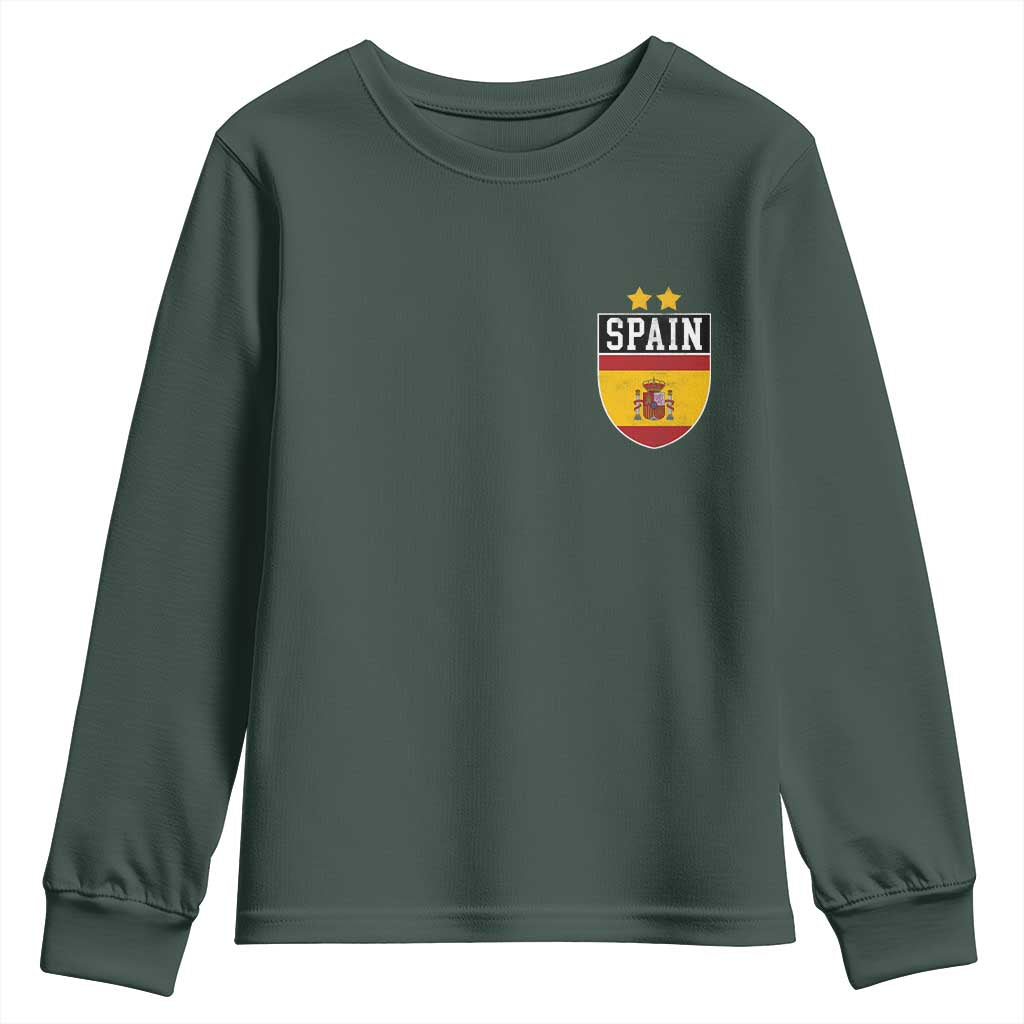 Spain 2nd Star Espana Football Crest Youth Sweatshirt TS11 Dark Forest Green Print Your Wear