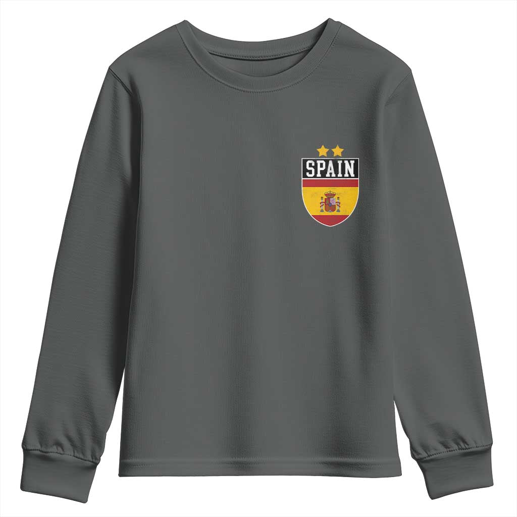 Spain 2nd Star Espana Football Crest Youth Sweatshirt TS11 Dark Heather Print Your Wear
