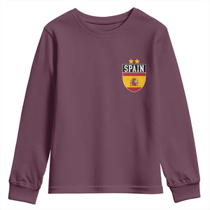 Spain 2nd Star Espana Football Crest Youth Sweatshirt TS11 Maroon Print Your Wear