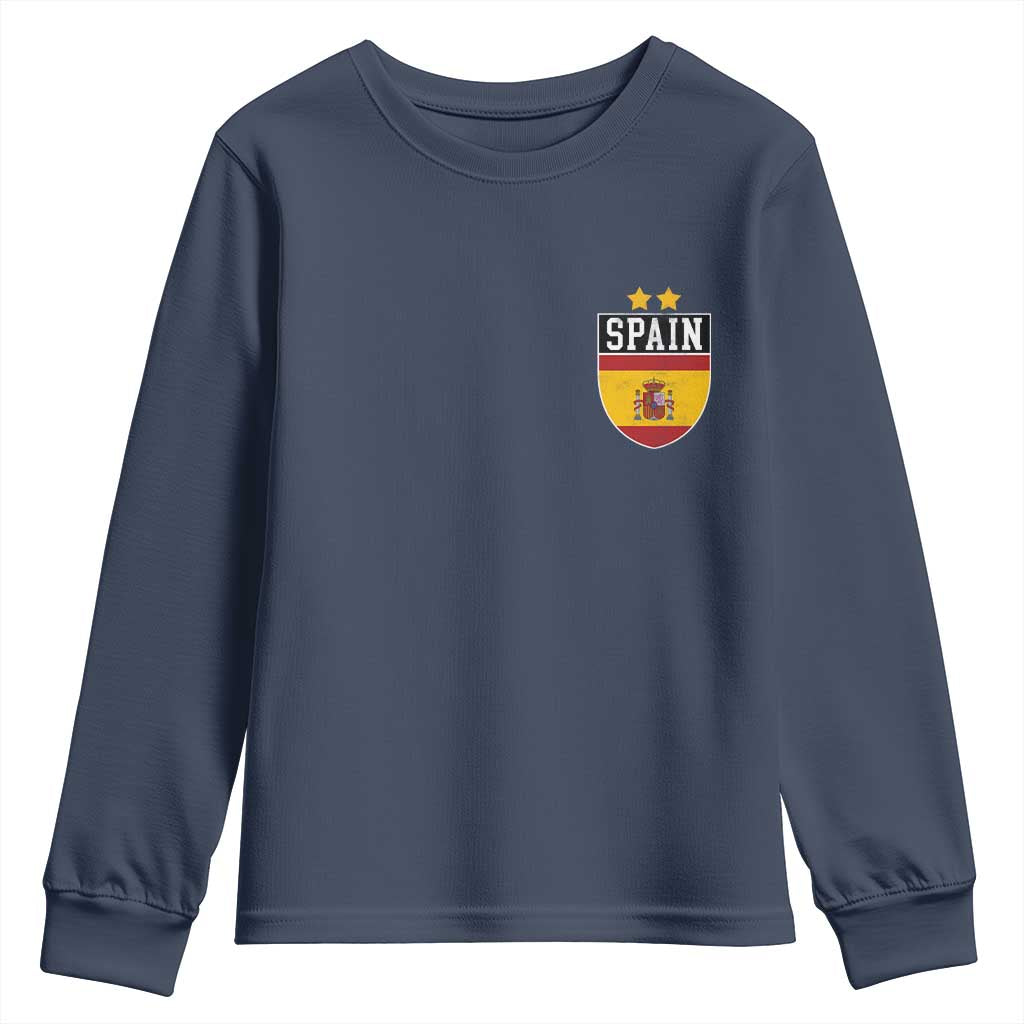 Spain 2nd Star Espana Football Crest Youth Sweatshirt TS11 Navy Print Your Wear