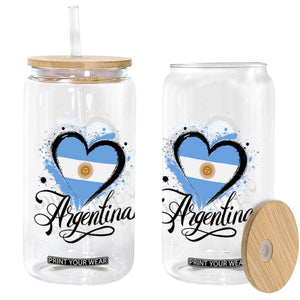 Argentina Heart Argentinian Flag Sun of May Patriotic Glass Can TS11 Print Your Wear