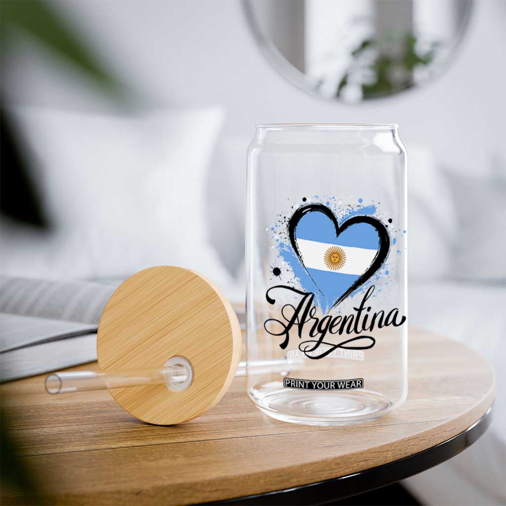 Argentina Heart Argentinian Flag Sun of May Patriotic Glass Can TS11 Print Your Wear
