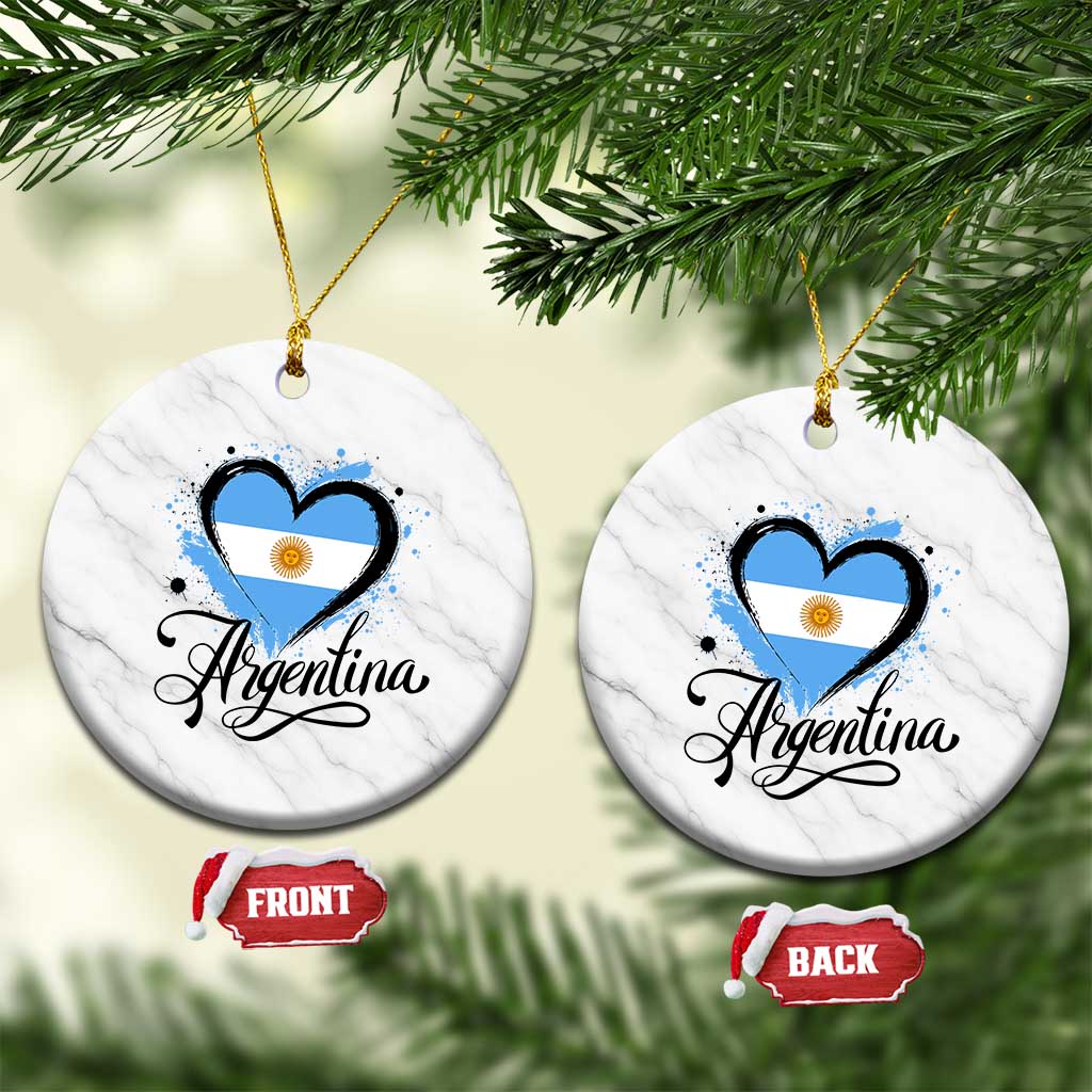 Argentina Heart Argentinian Flag Sun of May Patriotic Ceramic Ornament TS11 1pc White Marble Print Your Wear