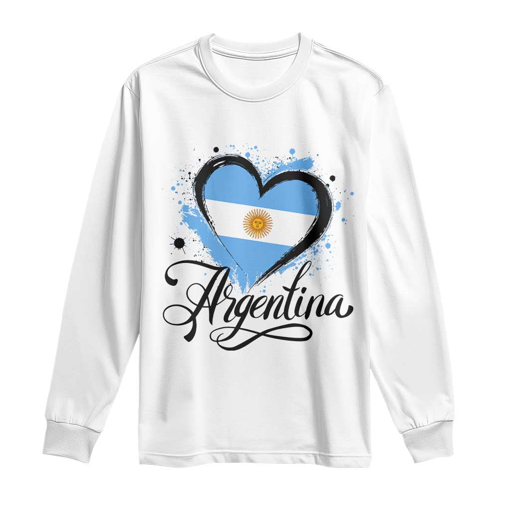 Argentina Heart Argentinian Flag Sun of May Patriotic Long Sleeve Shirt TS11 White Print Your Wear