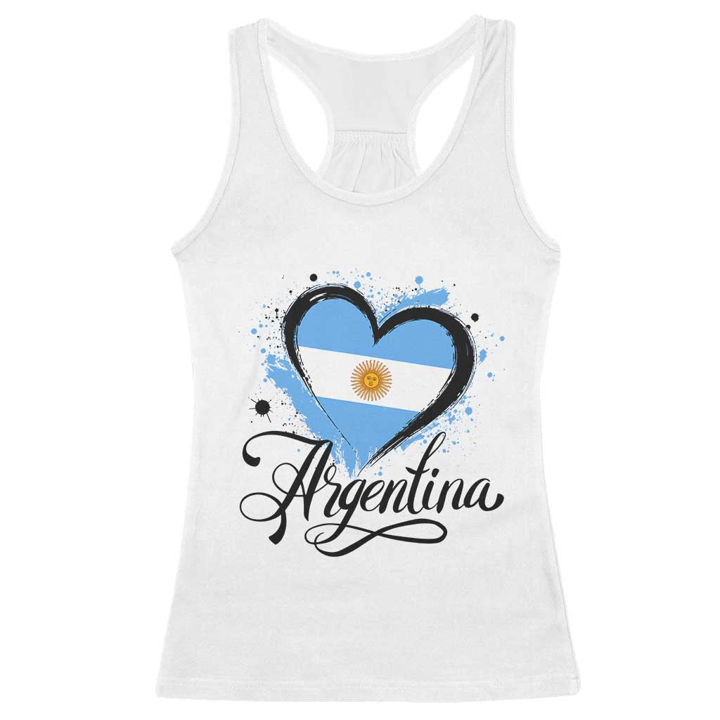 Argentina Heart Argentinian Flag Sun of May Patriotic Racerback Tank Top TS11 White Print Your Wear