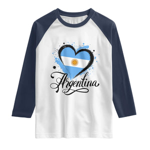 Argentina Heart Argentinian Flag Sun of May Patriotic Raglan Shirt TS11 White Navy Print Your Wear