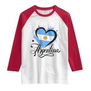 Argentina Heart Argentinian Flag Sun of May Patriotic Raglan Shirt TS11 White Red Print Your Wear