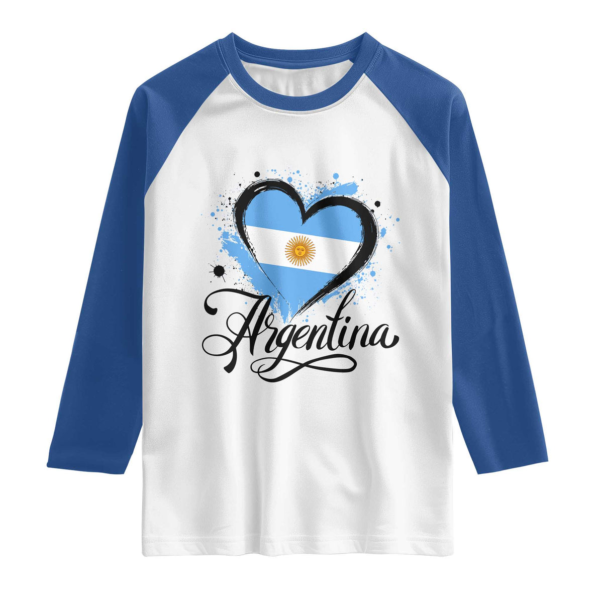 Argentina Heart Argentinian Flag Sun of May Patriotic Raglan Shirt TS11 White Royal Print Your Wear