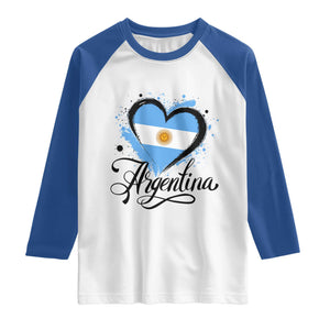 Argentina Heart Argentinian Flag Sun of May Patriotic Raglan Shirt TS11 White Royal Print Your Wear