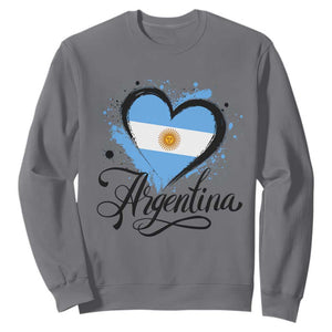 Argentina Heart Argentinian Flag Sun of May Patriotic Sweatshirt TS11 Charcoal Print Your Wear