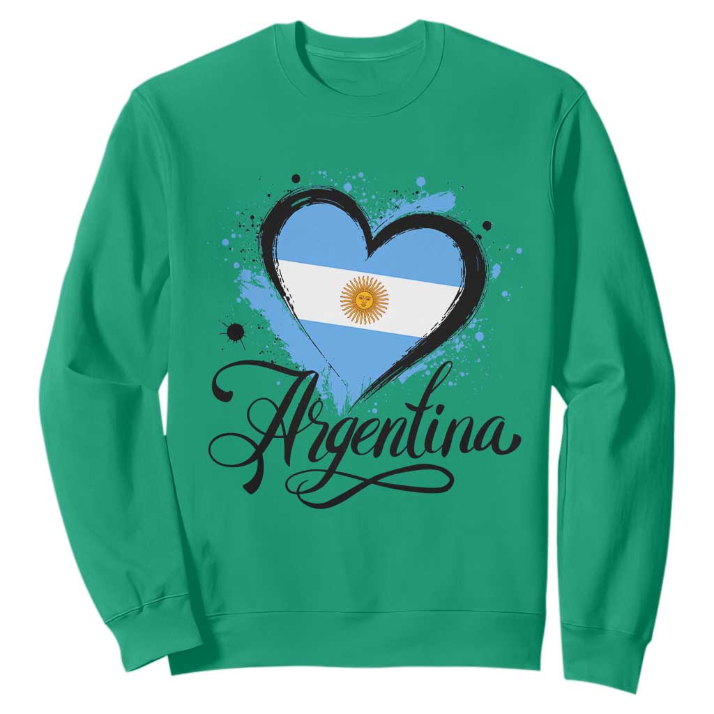 Argentina Heart Argentinian Flag Sun of May Patriotic Sweatshirt TS11 Irish Green Print Your Wear