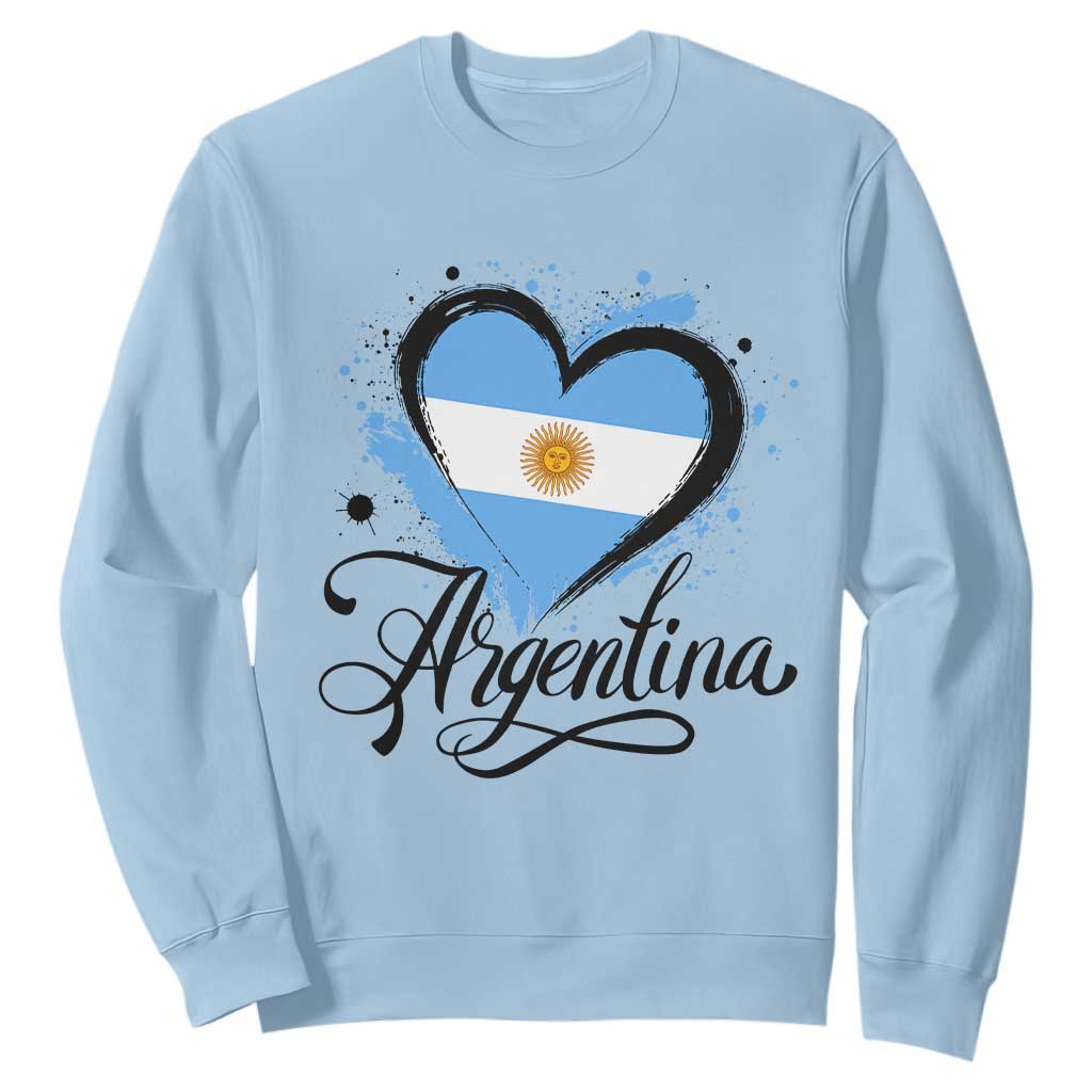 Argentina Heart Argentinian Flag Sun of May Patriotic Sweatshirt TS11 Light Blue Print Your Wear