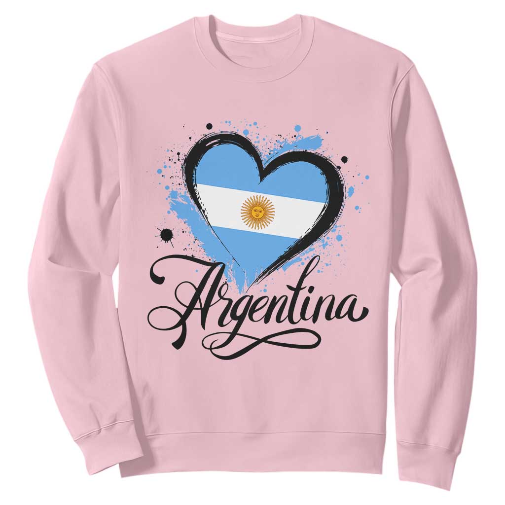 Argentina Heart Argentinian Flag Sun of May Patriotic Sweatshirt TS11 Light Pink Print Your Wear