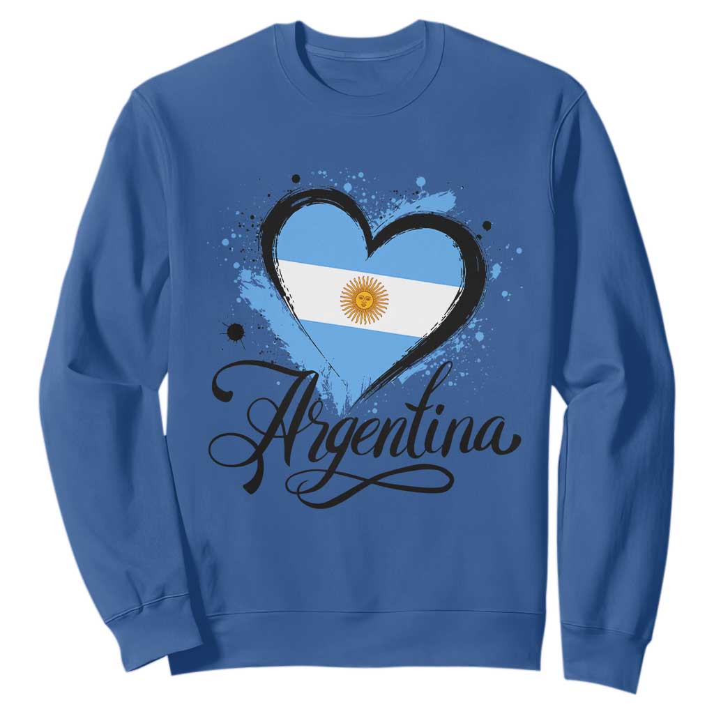 Argentina Heart Argentinian Flag Sun of May Patriotic Sweatshirt TS11 Royal Blue Print Your Wear