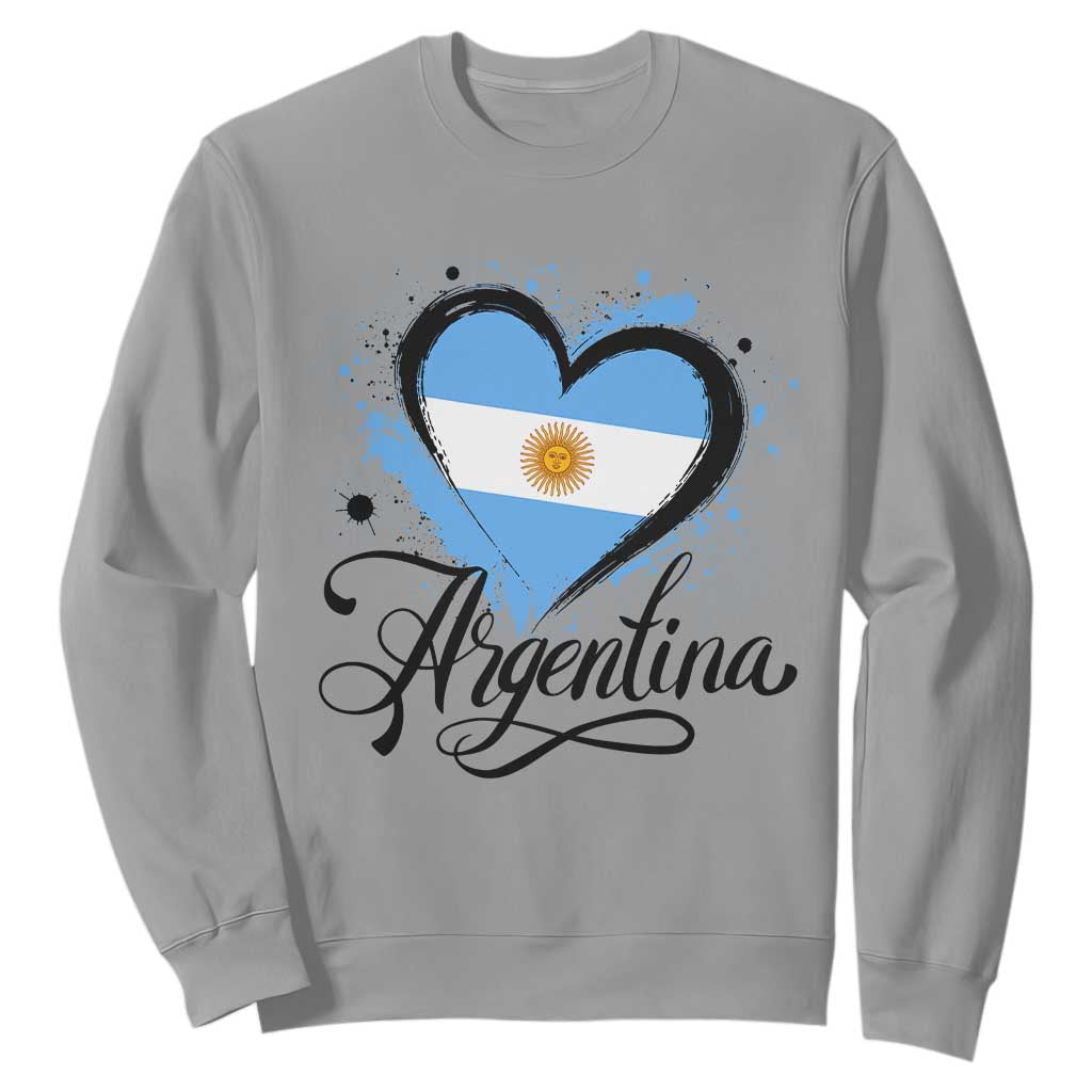 Argentina Heart Argentinian Flag Sun of May Patriotic Sweatshirt TS11 Sport Gray Print Your Wear