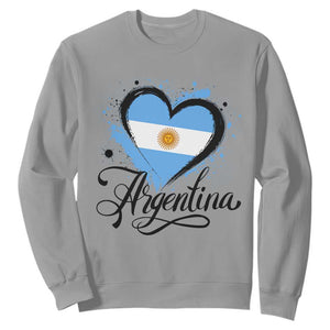 Argentina Heart Argentinian Flag Sun of May Patriotic Sweatshirt TS11 Sport Gray Print Your Wear