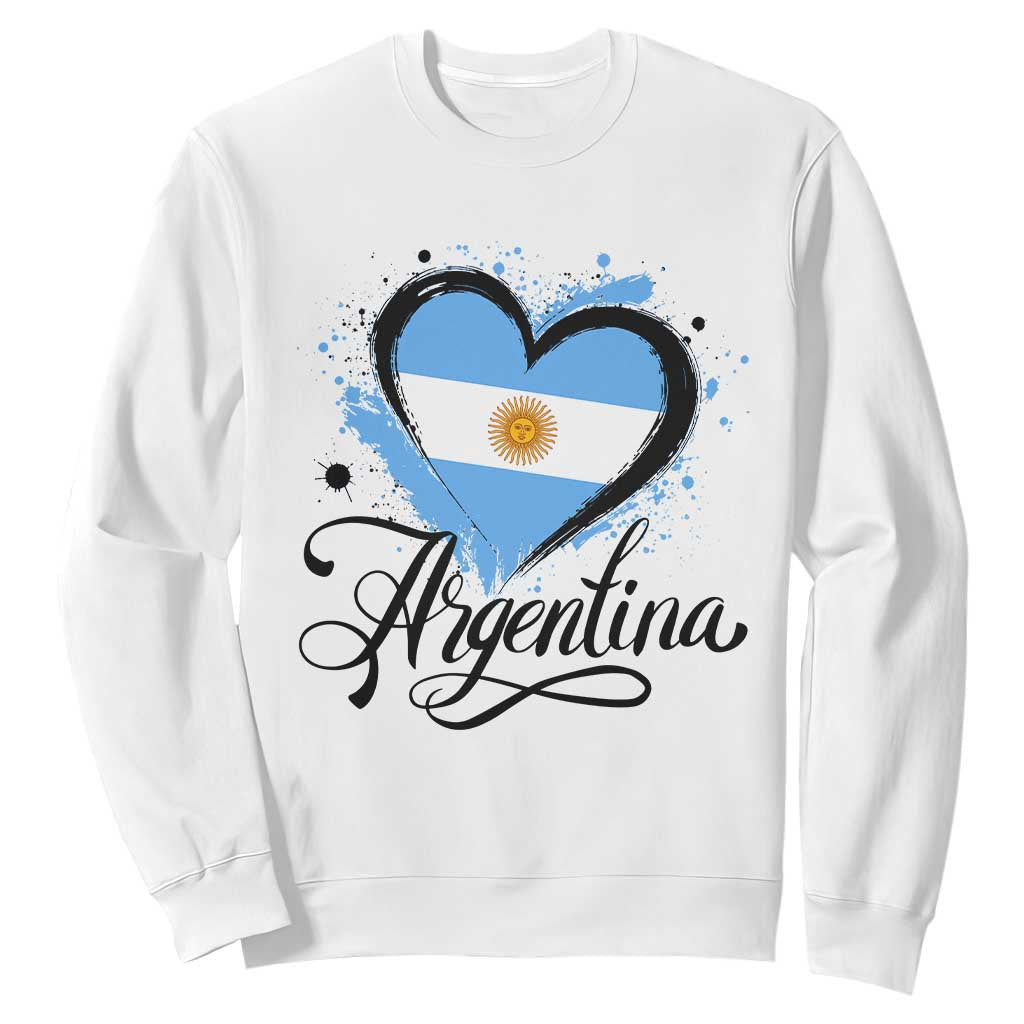 Argentina Heart Argentinian Flag Sun of May Patriotic Sweatshirt TS11 White Print Your Wear
