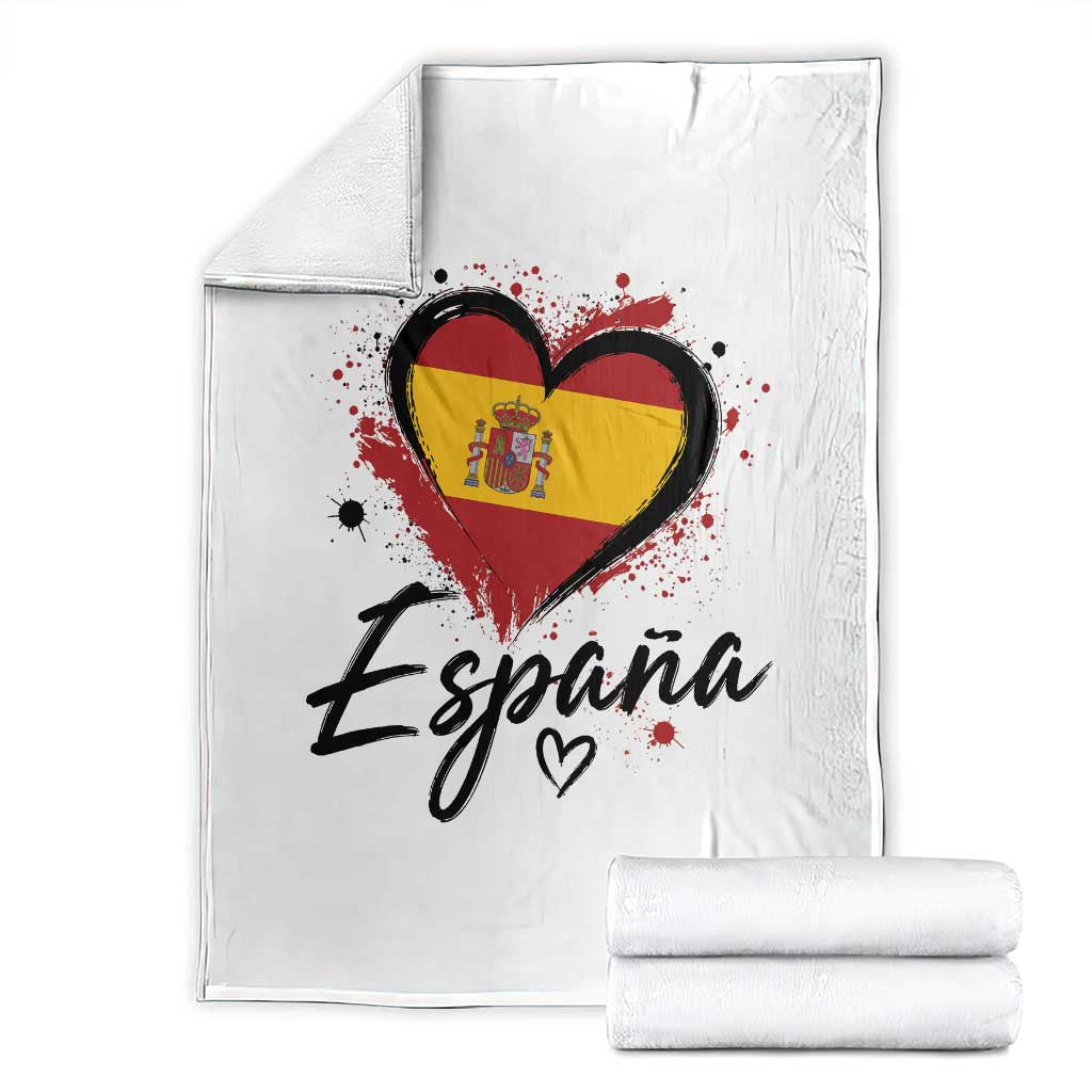 Espana Heart Spanish Flag Patriotic Spain Pride Throw Blanket TS11 White Print Your Wear